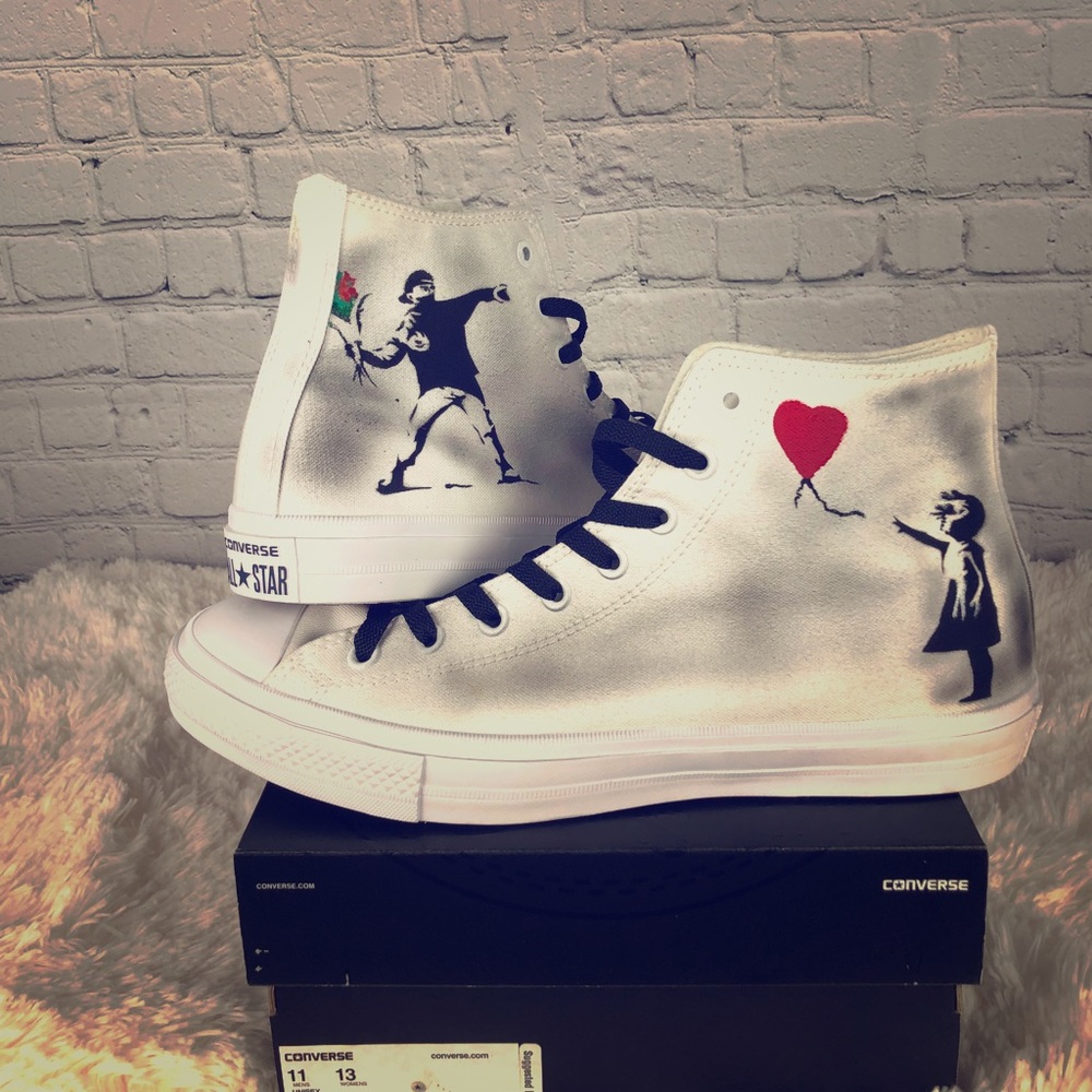 🔥Custom Banksy Chuck Taylors🔥